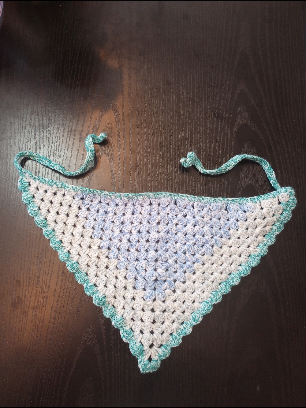 Boho Crochet Blue Green Ombre Bandana Scallop Summer Beach Scarf